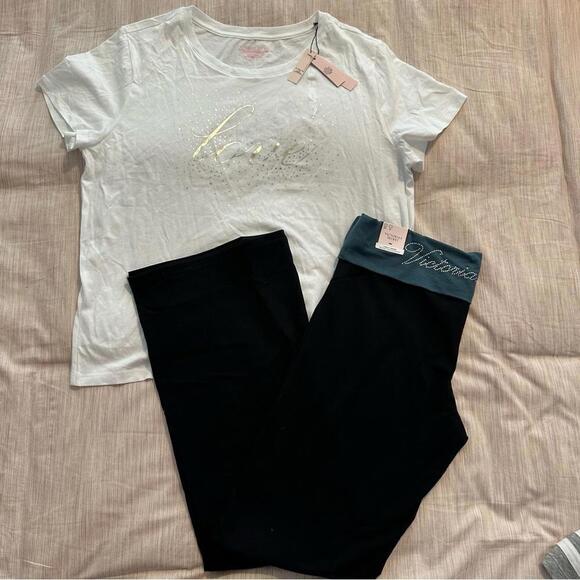 Victoria’s Secret T-shirt and foldover bootcut leggings set - Picture 1 of 5
